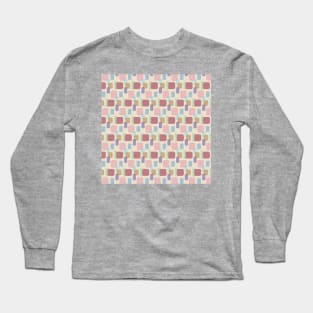 Yellow Abstract Round Squares Pattern Long Sleeve T-Shirt